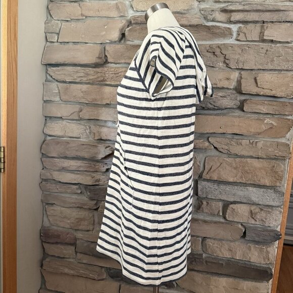 Max Studio Weekend Hoodie Dress Size M Striped Navy White Nautical Cover-up - Picture 3 of 11